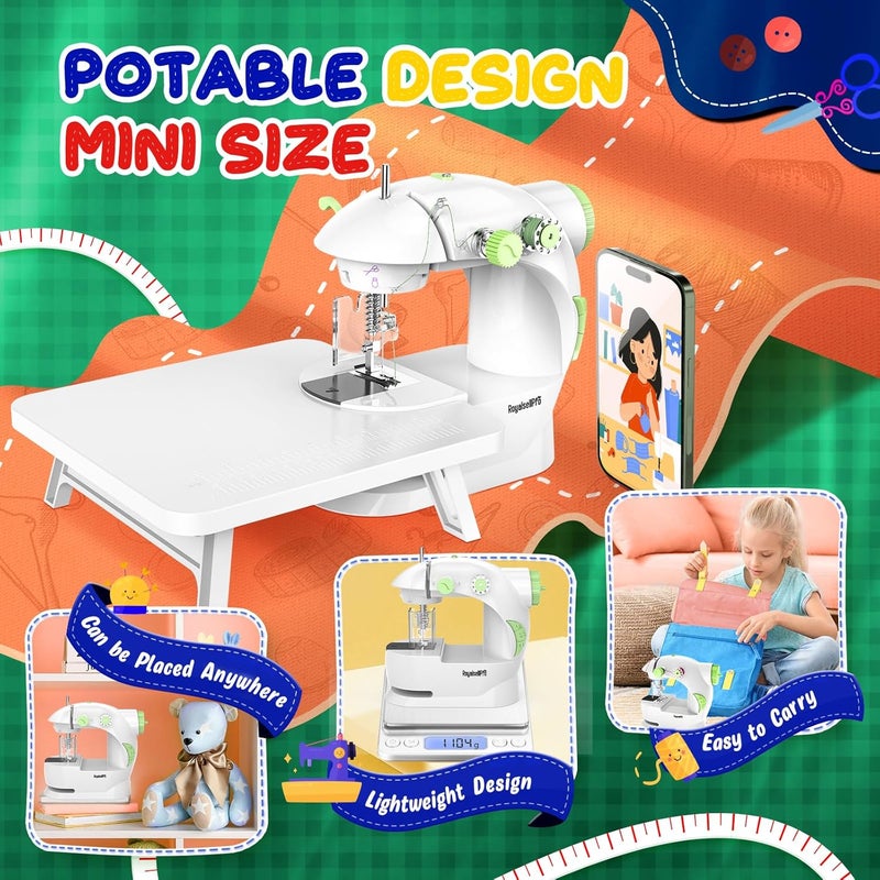 Royalsellpro Mini Sewing Machine with 123 Pcs Sewing Kit for Beginners, Dual Speed Portable Sewing Machine with Light and Finger Guard Suitable for Household, Travel - Image 4